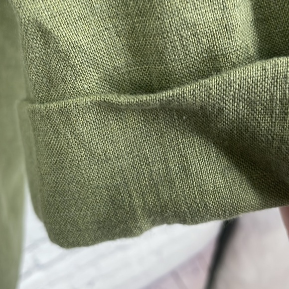 Flax Army Sage Green 100% Linen Button Down Top Size Medium - Picture 6 of 7